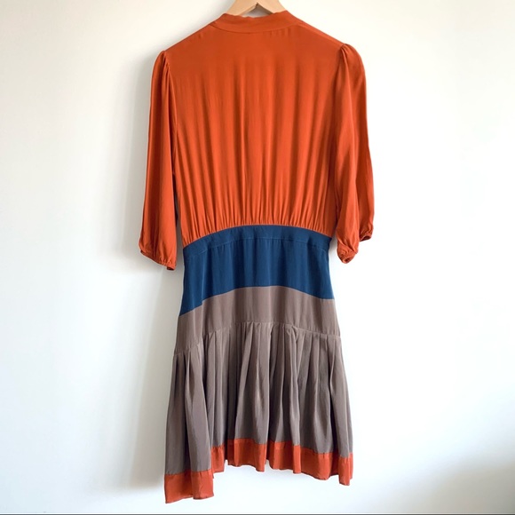 Silk Tri Coloured Pleated Mini Dress - Picture 2 of 4